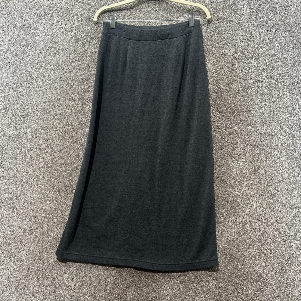 VTG 90s Style & Co Knit Maxi Skirt Small Gray Pull On Comfort Minimalist Neutral